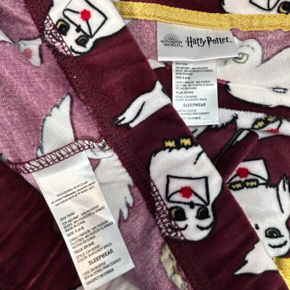 Harry Potter Wizarding World Hogwarts Hedwig Fleece Pajama Set Size Small - Picture 9 of 11